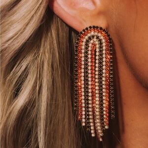 Feed Me Gems Rhinestone Earrings | Orange, Silver & Black